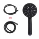 Round Black ABS 3 Function Handheld Shower with Shower Hose